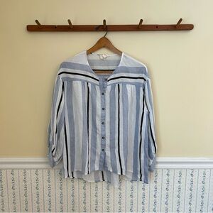 The Korner Striped 3/4 Length Sleeve Blouse Top